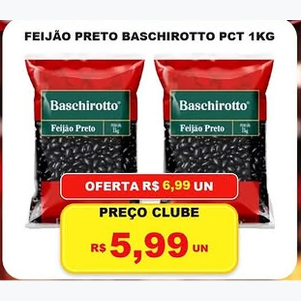 Recorte do encarte de Feijão Preto Baschirotto 1 kg
