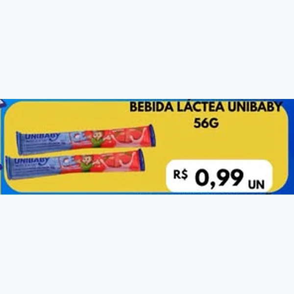 Recorte do encarte de Bebida Láctea Unibaby 56 g