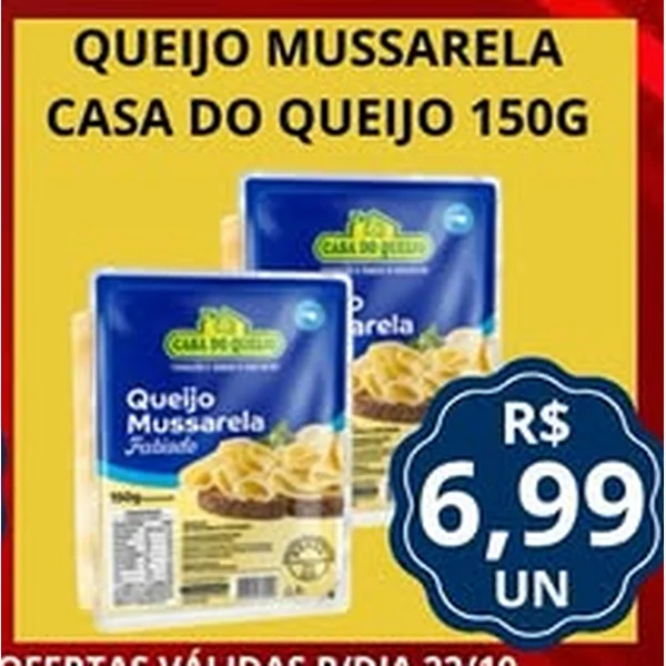 Recorte do encarte de Queijo Mussarela Casa do Queijo 150 g