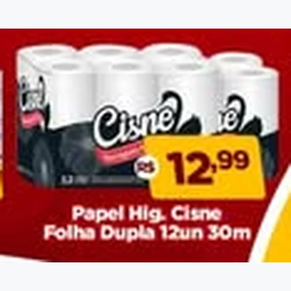Papel Higiênico Folha Dupla Cisne 12 un × 30 un