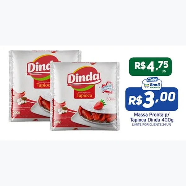 Recorte do encarte de Massa Pronta para Tapioca Dinda 400 g