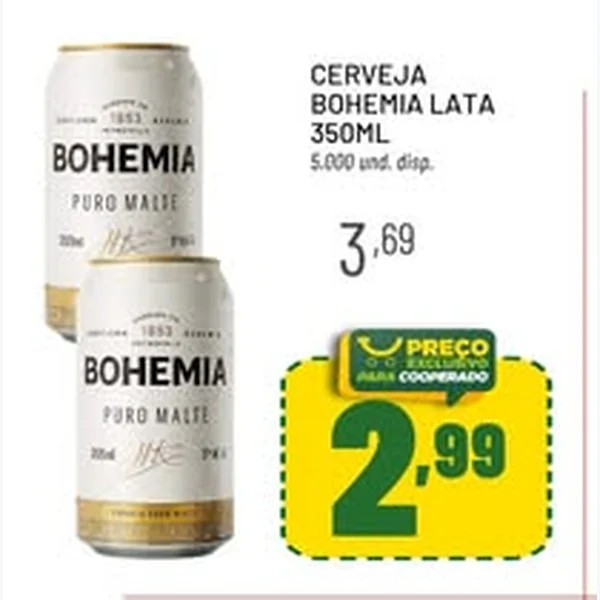 Recorte do encarte de Cerveja Puro Malte Bohemia 350 ml