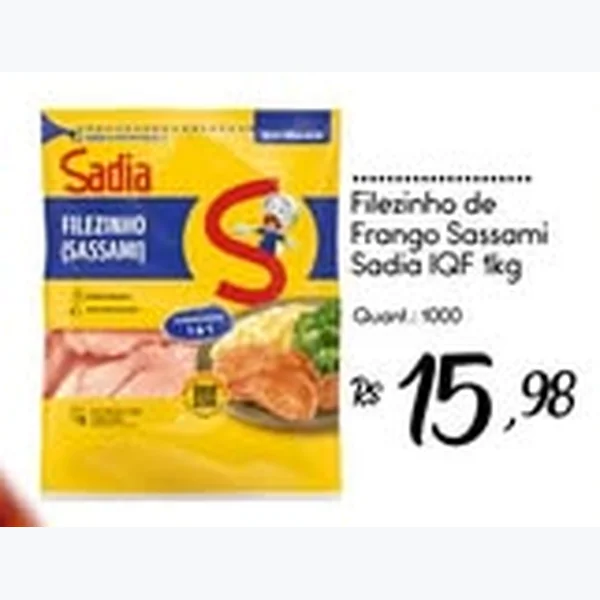 Recorte do encarte de Filezinho de Frango Sassami Iqf Sadia 1 kg