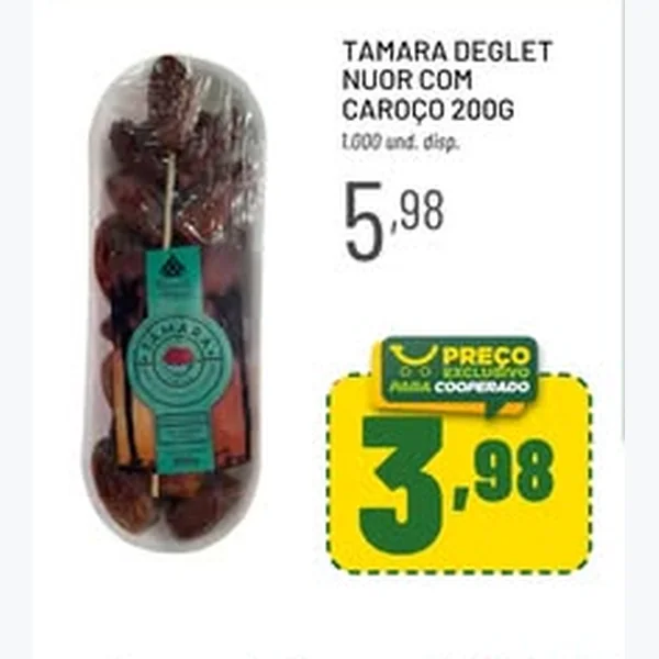 Recorte do encarte de Tâmara Deglet Nuor com Caroço 200 g