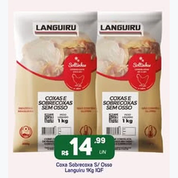 Recorte do encarte de Coxas e Sobrecoxas sem Osso Languiru 1 kg