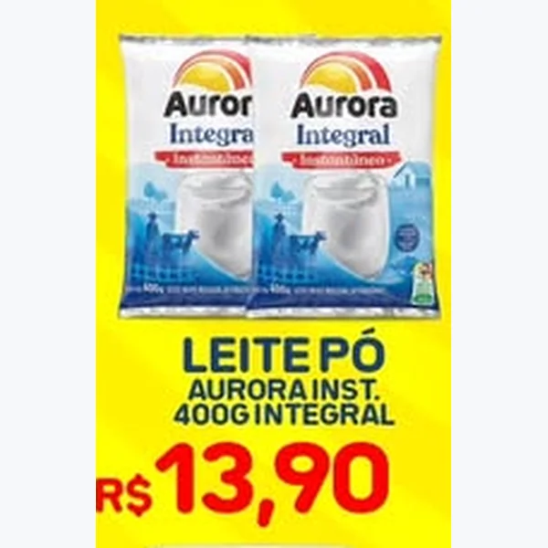 Recorte do encarte de Leite em Pó Integral Instantâneo Aurora 400 g
