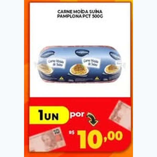 Recorte do encarte de Carne Moída Suína Pamplona 500 g