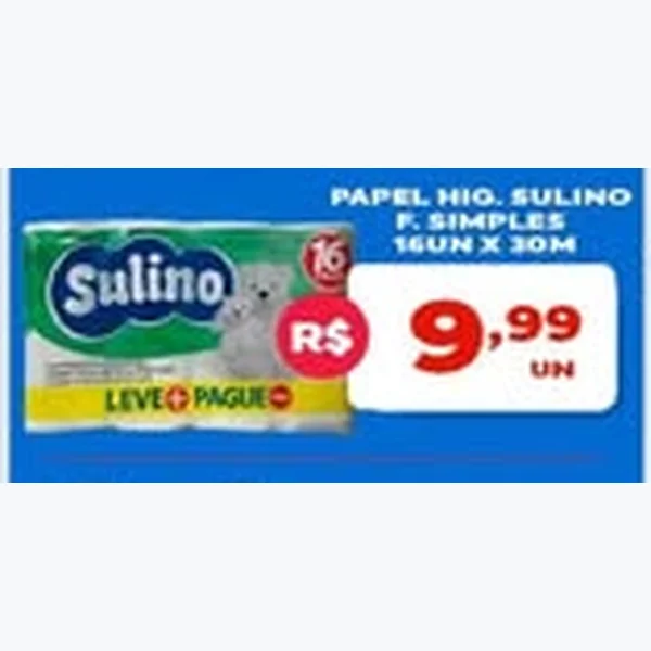 Papel Higiênico Folha Simples Sulino 16 un × 30 un