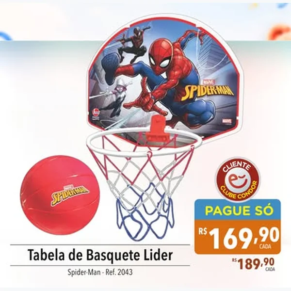 Recorte do encarte de Tabela de Basquete Spider-man Líder