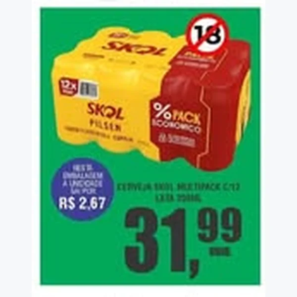 Cerveja Pilsen Skol 12 un × 350 ml