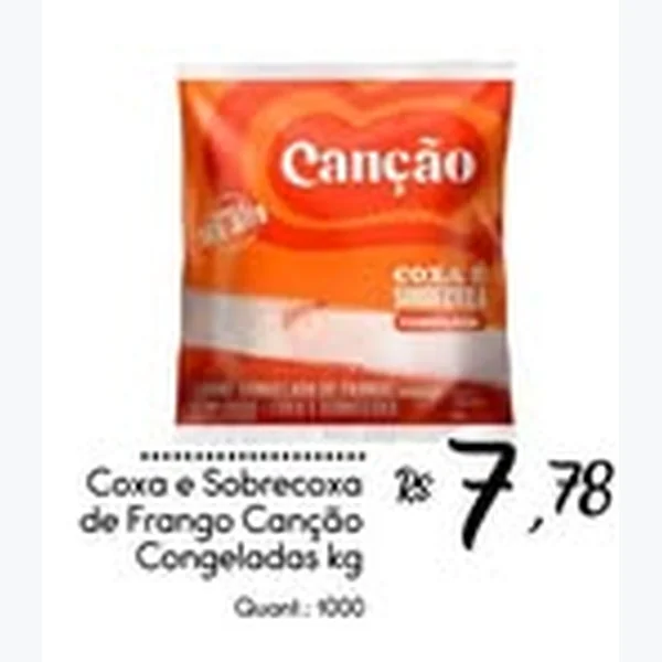 Recorte do encarte de Coxa e Sobrecoxa de Frango Congelada Canção