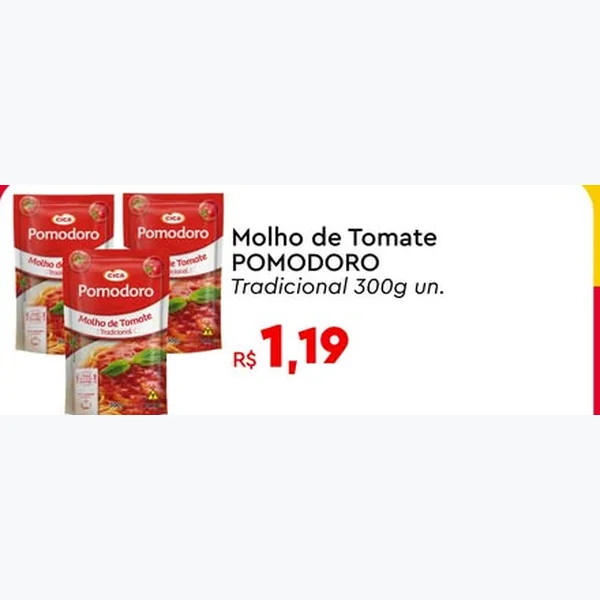 Recorte do encarte de Molho de Tomate Tradicional Cica 300 g