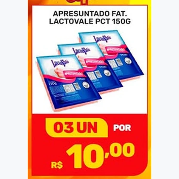 Recorte do encarte de Apresuntado Fatiado Lactovale 150 g