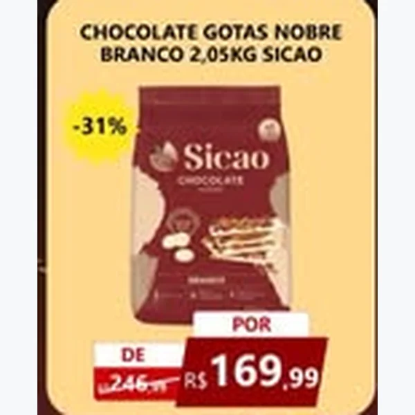 Chocolate Gotas Nobre Branco Sicao 2,05 kg