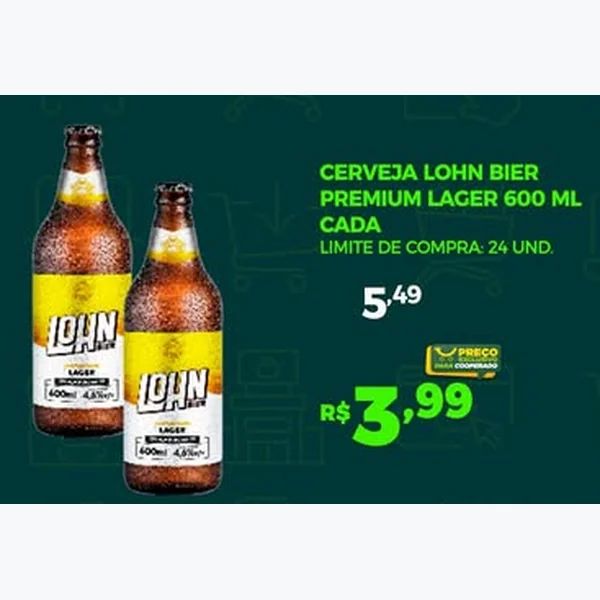 Cerveja Premium Lager Lohn Bier 600 ml