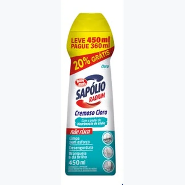 Saponáceo Cremoso Cloro Sapólio Radium 450 ml