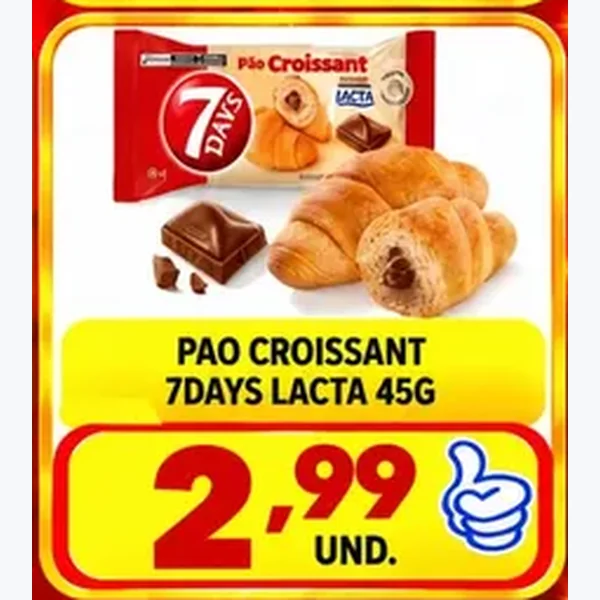 Recorte do encarte de Pão Croissant 7Days Lacta 45 g