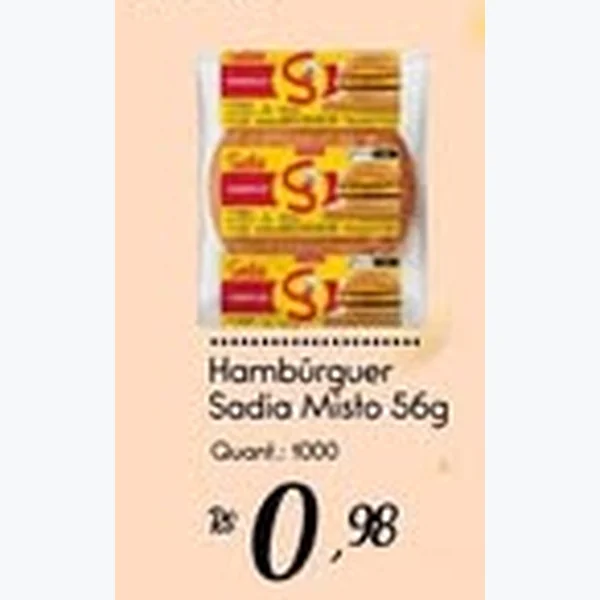 Recorte do encarte de Hambúrguer Misto Sadia 56 g
