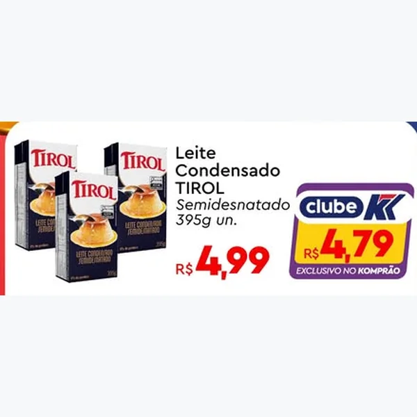 Recorte do encarte de Leite Condensado Semidesnatado Tirol 395 g