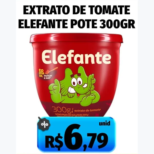Recorte do encarte de Extrato de Tomate Elefante 300 g