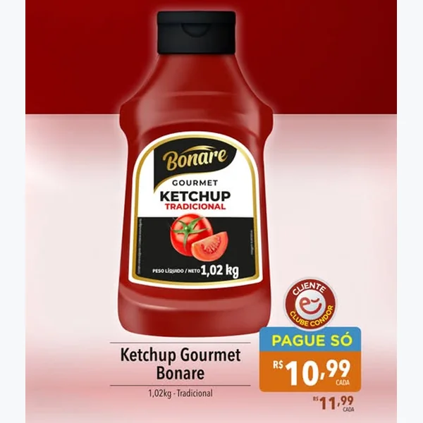Recorte do encarte de Ketchup Gourmet Tradicional Bonare 1,02 kg