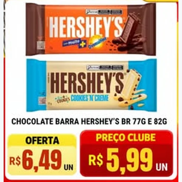 Recorte do encarte de Chocolate Barra Hershey's 82 g