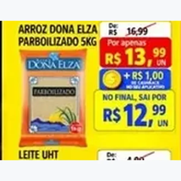 Recorte do encarte de Arroz Parboilizado Dona Elza 5 kg