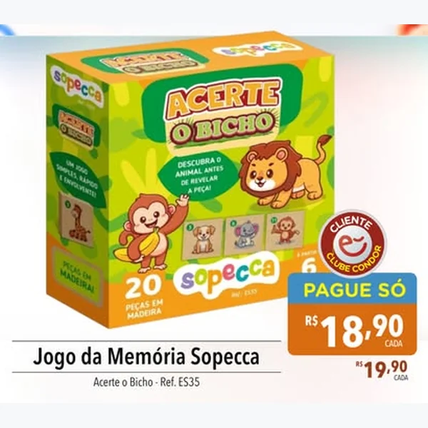 Recorte do encarte de Jogo da Memória Acerte O Bicho Sopecca