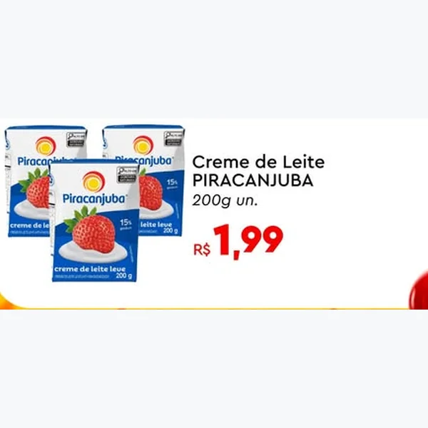 Recorte do encarte de Creme de Leite Piracanjuba 200 g