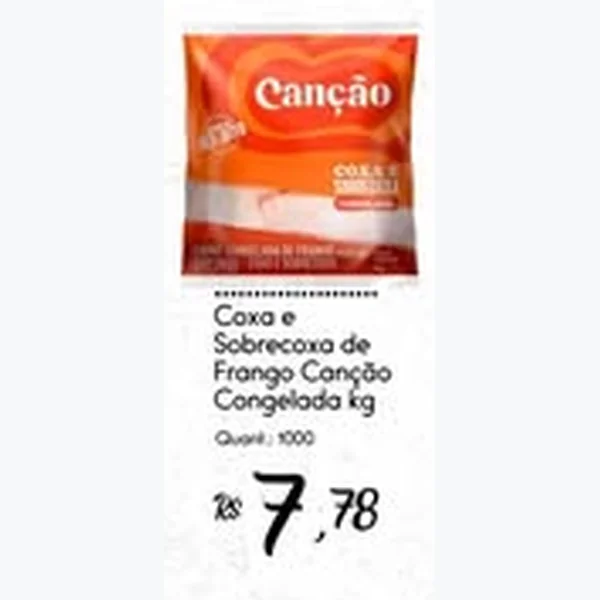 Recorte do encarte de Coxa e Sobrecoxa de Frango Congelada Canção