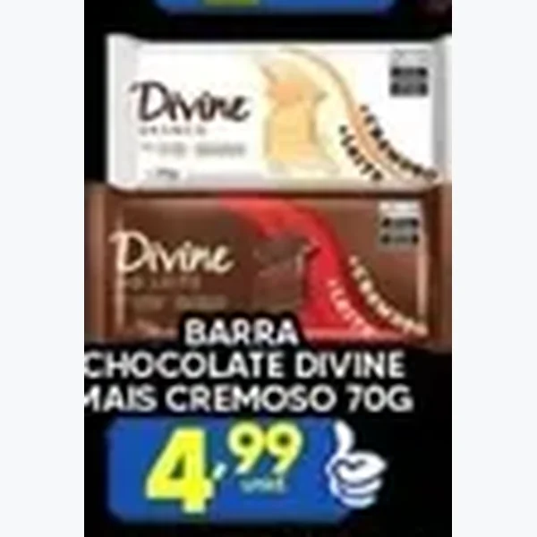 Barra de Chocolate Mais Cremoso Divine 70 g