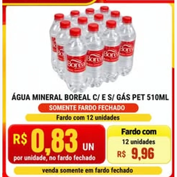 Recorte do encarte de Água Mineral Boreal 12 un × 510 ml