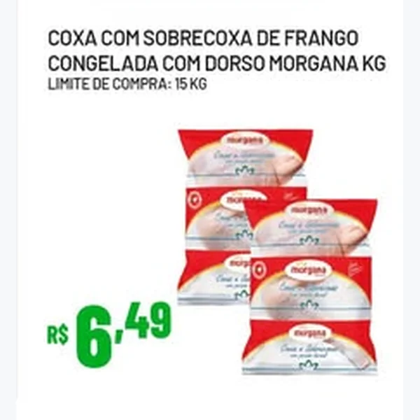 Recorte do encarte de Coxa com Sobrecoxa de Frango Congelada com Dorso Morgana