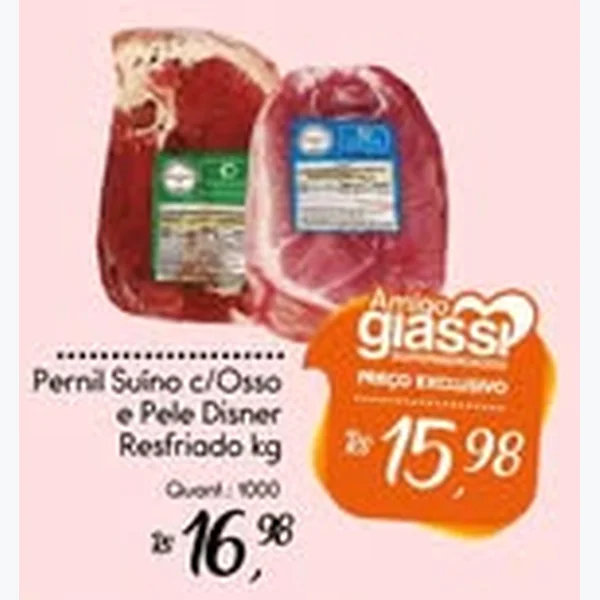 Recorte do encarte de Pernil Suíno C/osso e Pele Disner
