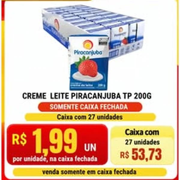 Recorte do encarte de Creme de Leite Piracanjuba 200 g