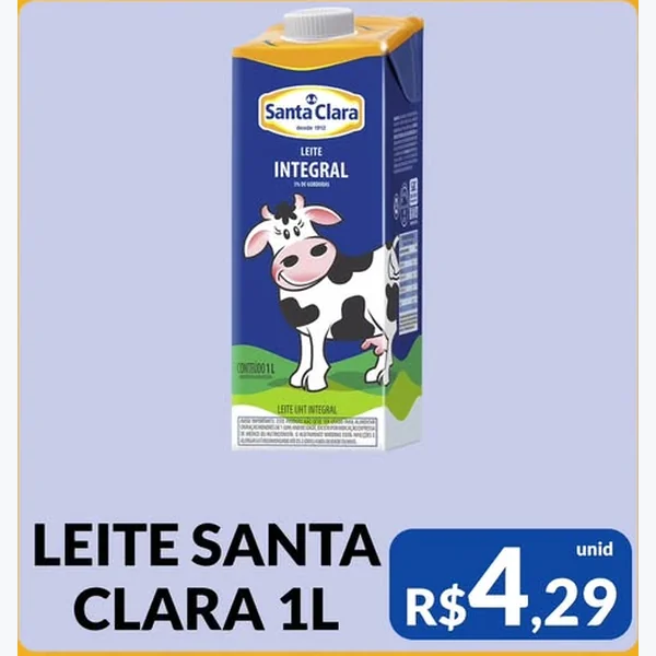Recorte do encarte de Leite Integral Santa Clara 1 L