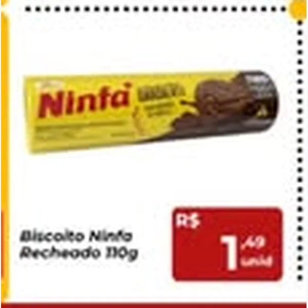 Recorte do encarte de Biscoito Recheado Ninfa 110 g