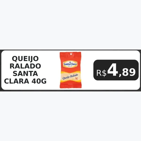 Recorte do encarte de Queijo Ralado Santa Clara 40 g