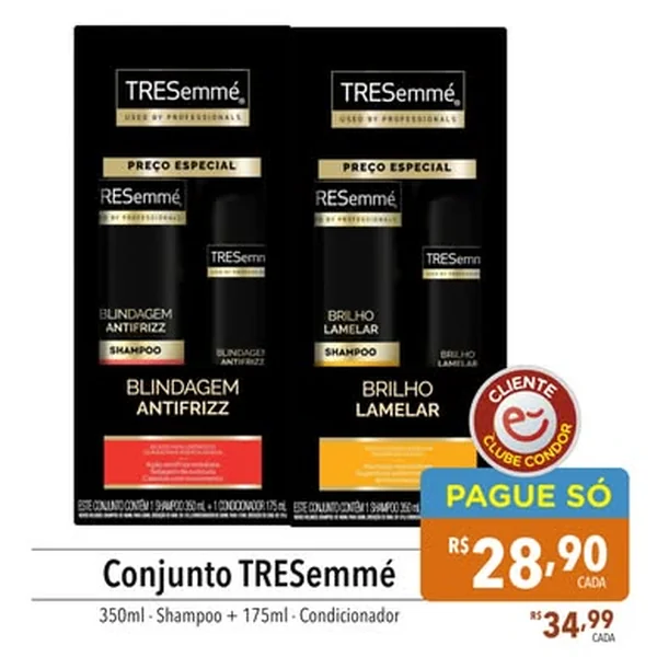 Recorte do encarte de Shampoo e Condicionador Brilho Lamelar TRESemmé 525 ml