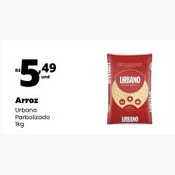 Recorte do encarte de Arroz Parbolizado Urbano 1 kg
