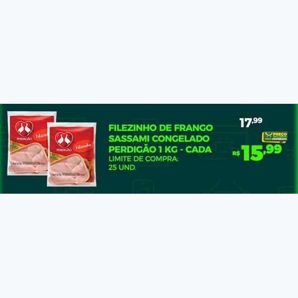 Filézinho de Frango Sassami Congelado Perdigão 1 kg