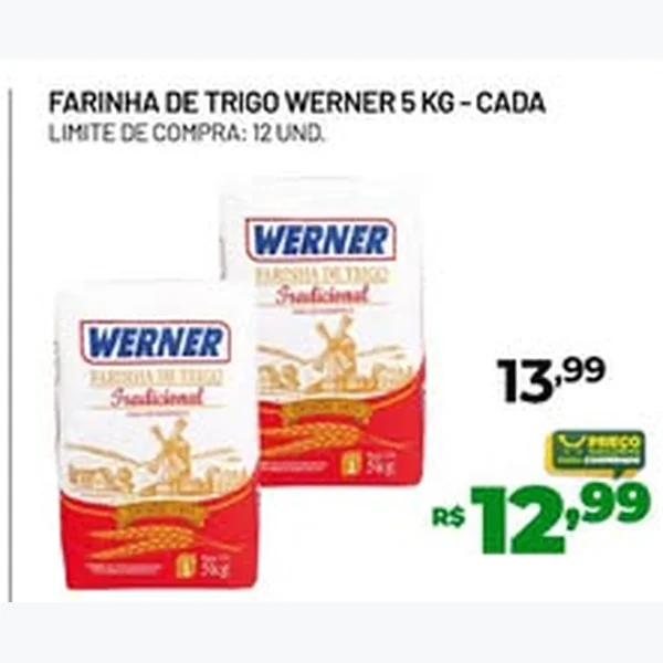 Recorte do encarte de Farinha de Trigo Tradicional Werner 5 kg
