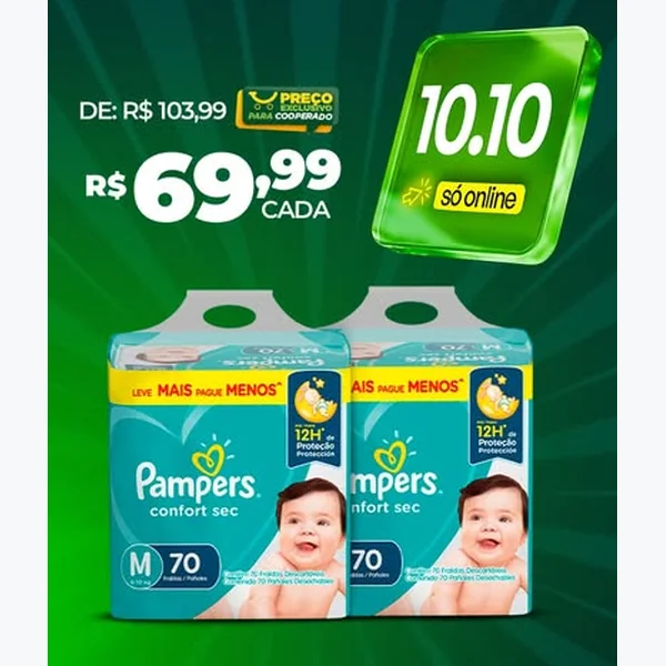 Recorte do encarte de Fralda Confort Sec Pampers 70 un