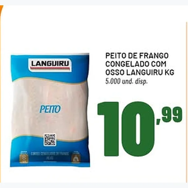 Recorte do encarte de Peito de Frango Congelado com Osso Languiru