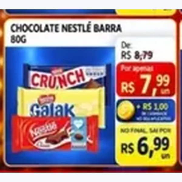Recorte do encarte de Chocolate em Barra Nestlé 80 g