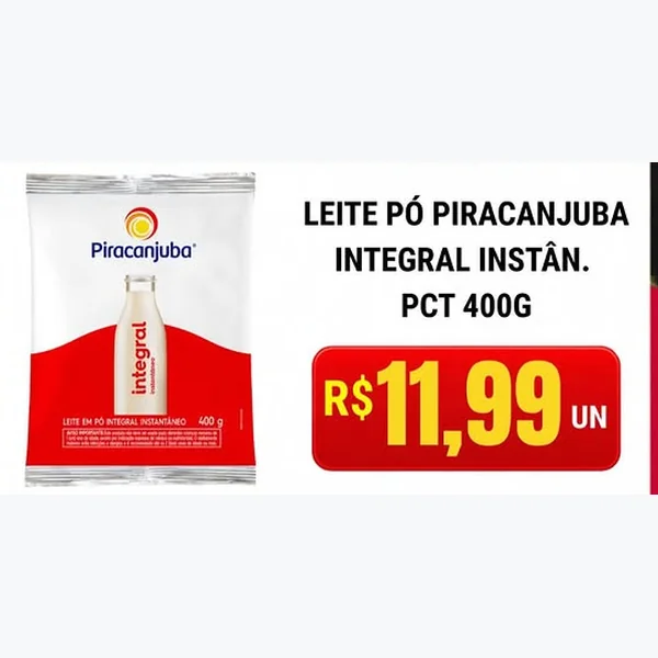 Leite em Pó Integral Instantâneo Piracanjuba 400 g
