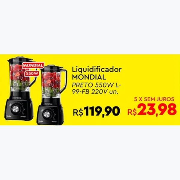 Recorte do encarte de Liquidificador Preto 550w L-99-fb 220v Mondial