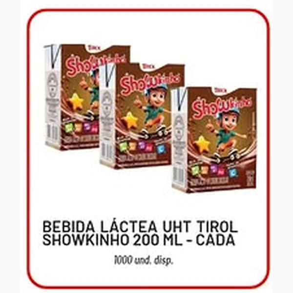 Recorte do encarte de Bebida Láctea Uht Tirol Showkinho 200 ml