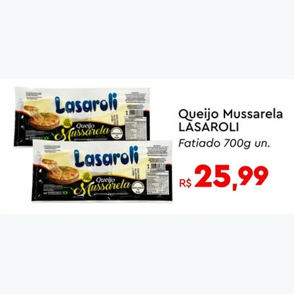 Queijo Mussarela Fatiado LASAROLI 700 g