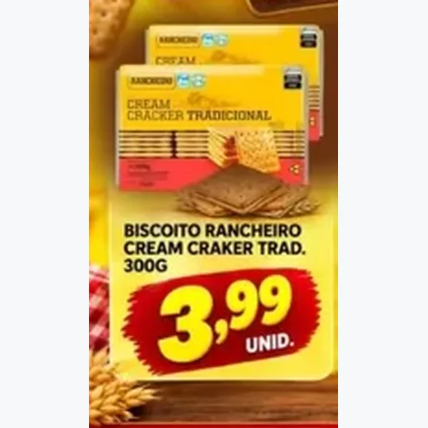 Recorte do encarte de Biscoito Cream Cracker Tradicional Rancheiro 300 g